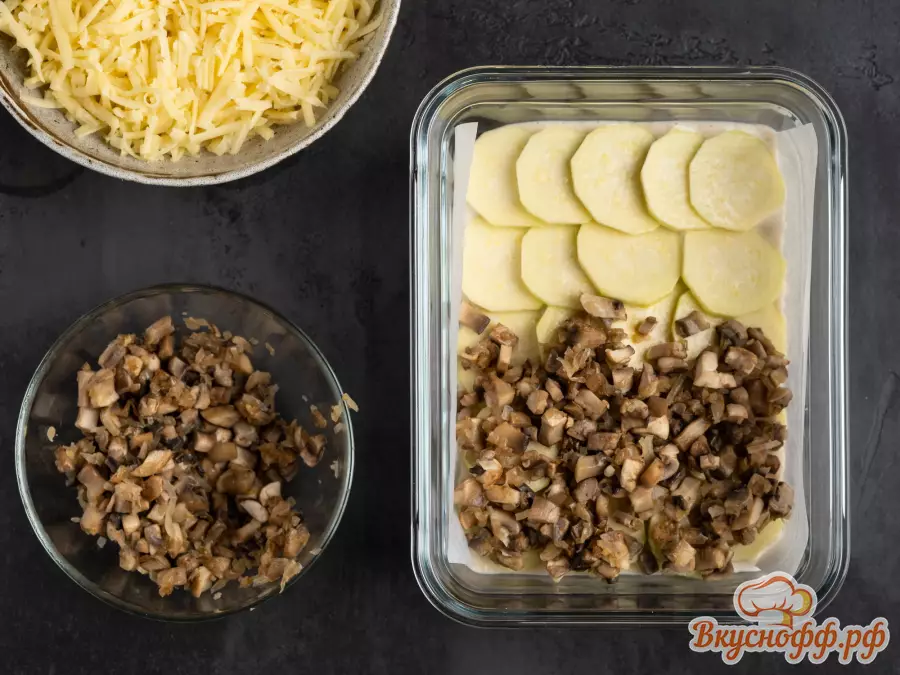 Картофельная запеканка с грибами и соусом из кешью - Шаг 4