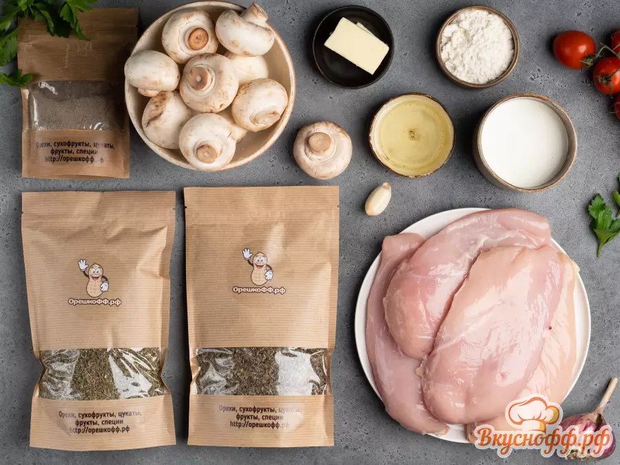 Запечённая курица с грибами - Ингредиенты и состав рецепта