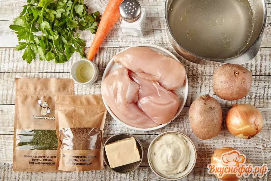 Сырный суп с курицей - Ингредиенты и состав рецепта