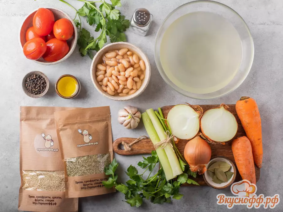 Суп с фасолью, киноа и помидорами - Ингредиенты и состав рецепта