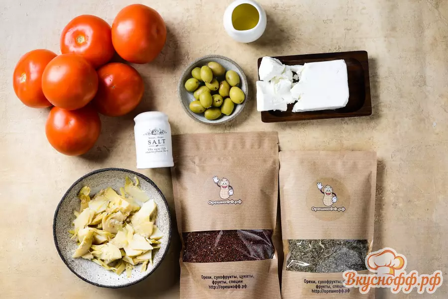 Фаршированные помидоры с киноа и сыром - Ингредиенты и состав рецепта
