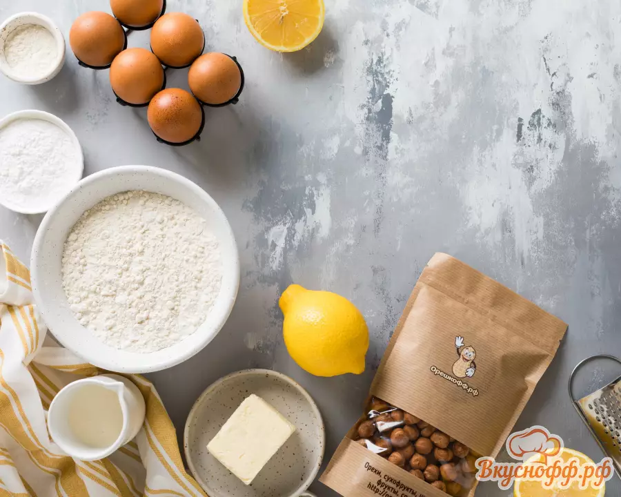Лимонный пирог с безе и фундуком - Ингредиенты и состав рецепта