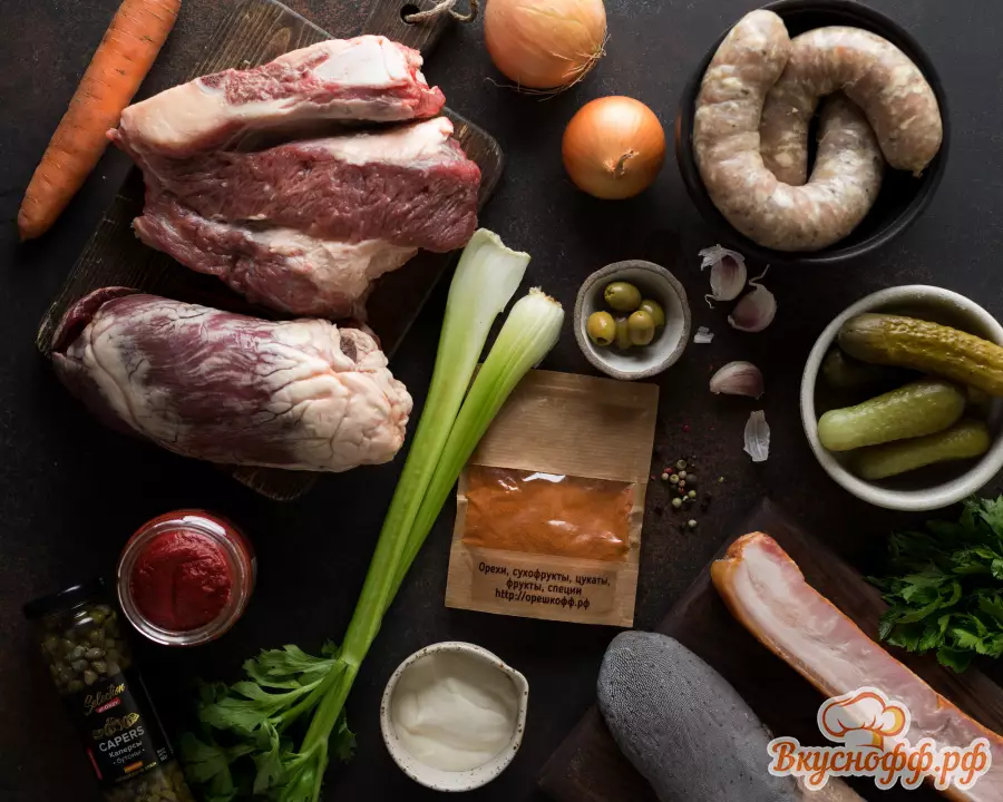 Суп солянка сборная мясная классическая - Ингредиенты и состав рецепта