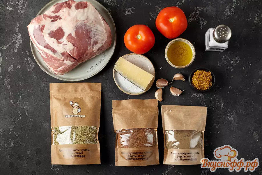 Свинина «гармошка» с помидорами и сыром - Ингредиенты и состав рецепта