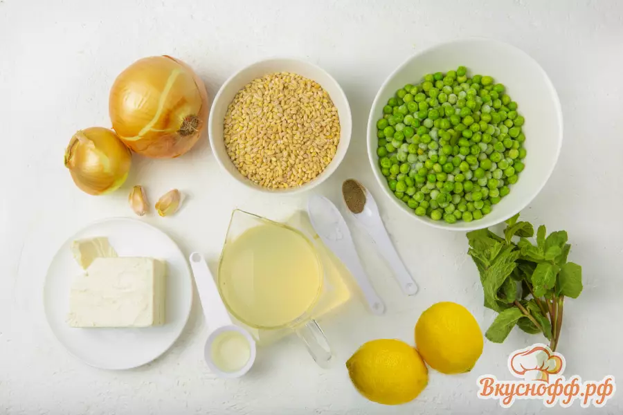 Перловая каша с фетой, горошком и мятой - Ингредиенты и состав рецепта