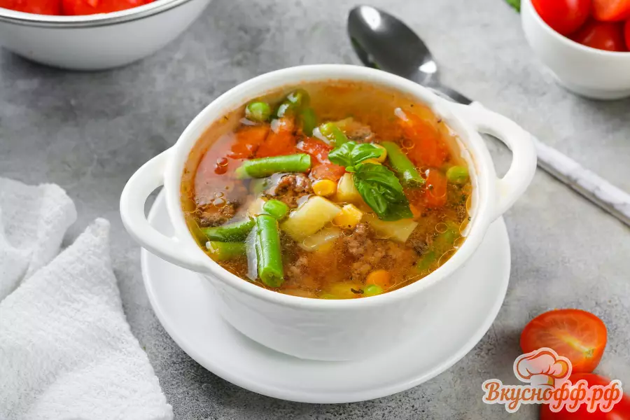 Суп с фаршем и овощами - Готовое блюдо