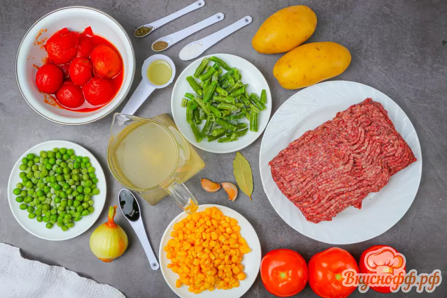 Суп с фаршем и овощами - Ингредиенты и состав рецепта