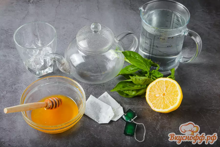 Холодный чай с лимоном и базиликом - Ингредиенты и состав рецепта