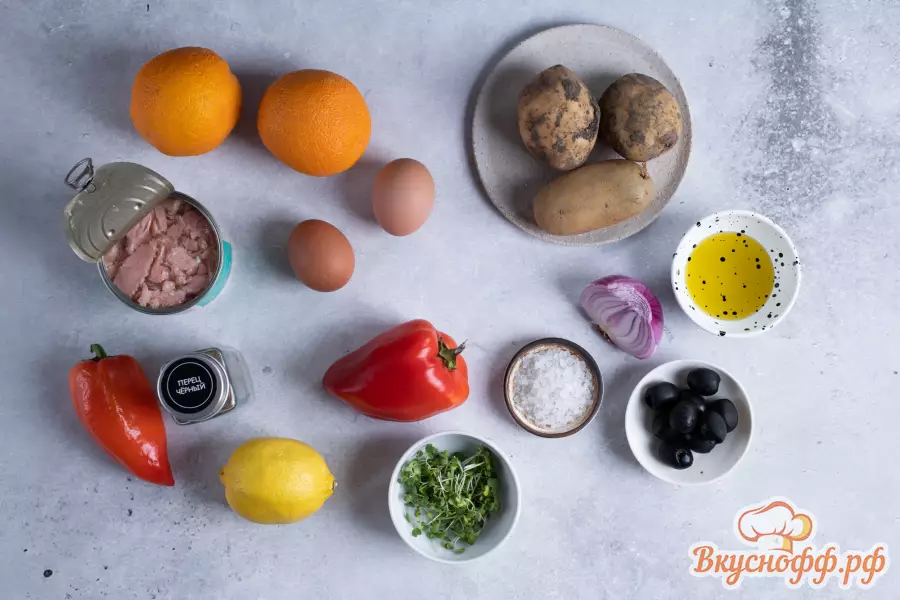 Малагский салат с тунцом и яйцом - Ингредиенты и состав рецепта