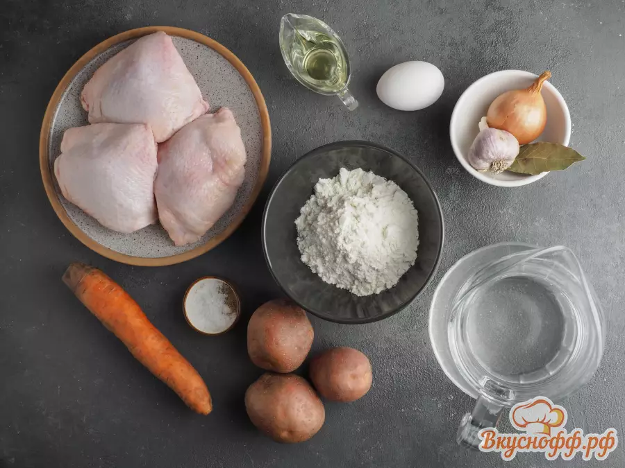 Суп с галушками на курином бульоне - Ингредиенты и состав рецепта