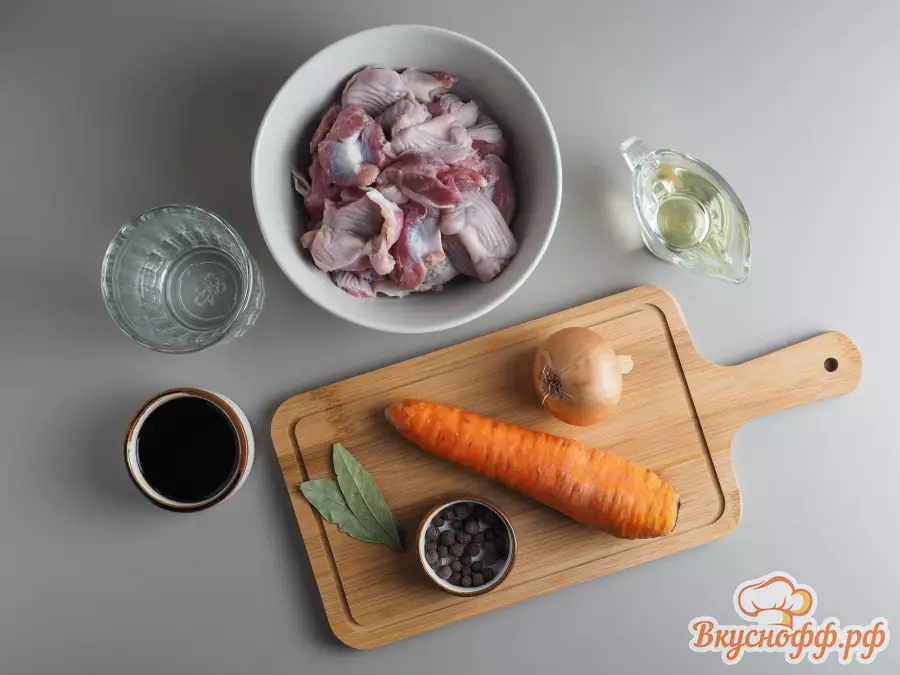 Куриные желудки на сковороде - Ингредиенты и состав рецепта