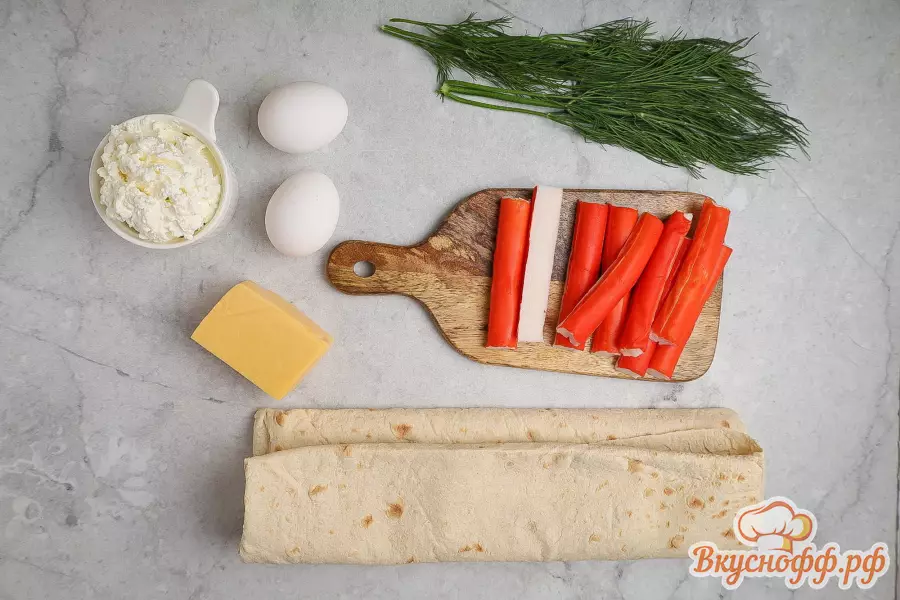 Рулет из лаваша с крабовыми палочками с сыром и яйцом - Ингредиенты и состав рецепта