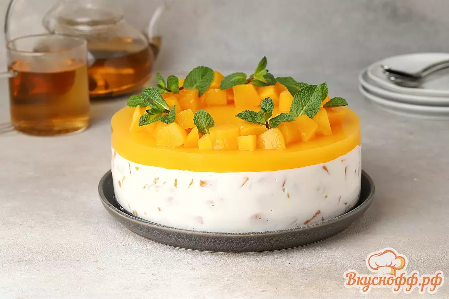 Творожный торт с персиками - Готовое блюдо
