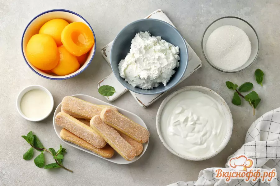 Творожный торт с персиками - Ингредиенты и состав рецепта