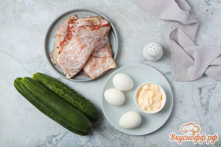 Салат из кальмаров с огурцом и яйцом - Ингредиенты и состав рецепта