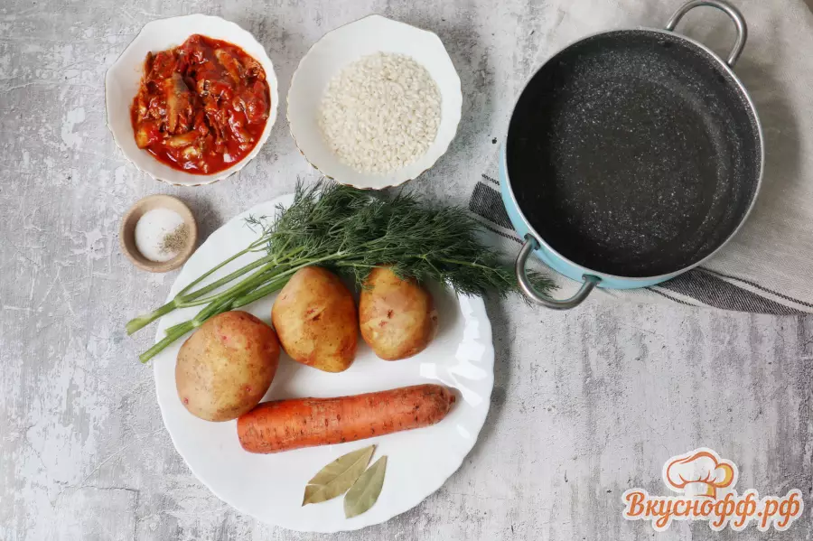 Суп из кильки в томатном соусе - Ингредиенты и состав рецепта