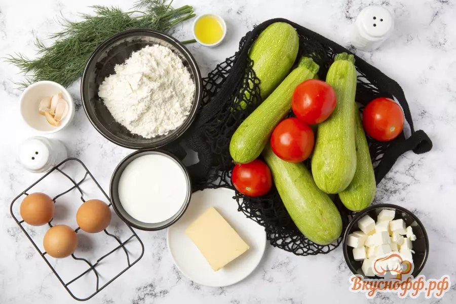 Торт из кабачков с помидорами и сыром - Ингредиенты и состав рецепта