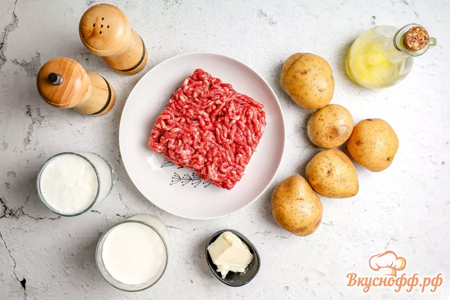 Картофельная запеканка с фаршем в духовке - Ингредиенты и состав рецепта