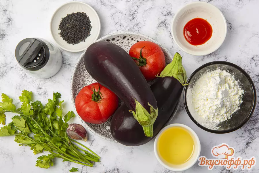 Салат из баклажанов с чесноком и помидорами - Ингредиенты и состав рецепта