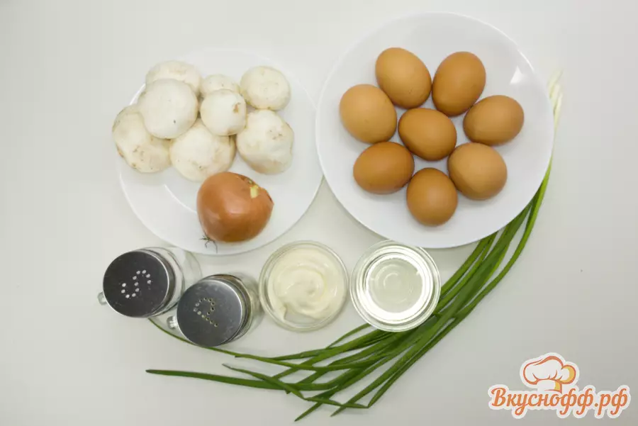 Яйца фаршированные грибами - Ингредиенты и состав рецепта