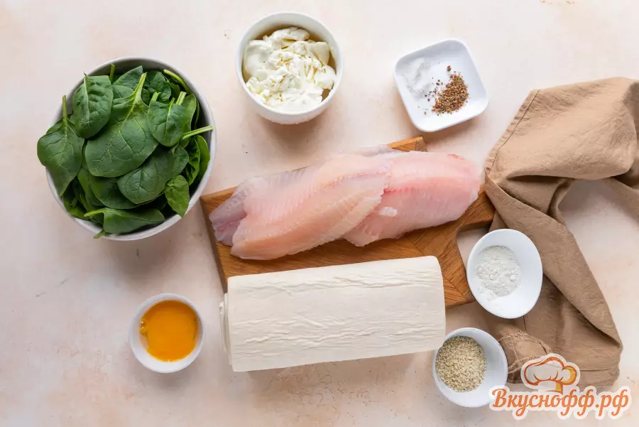 Пирог с рыбой из слоёного теста - Ингредиенты и состав рецепта