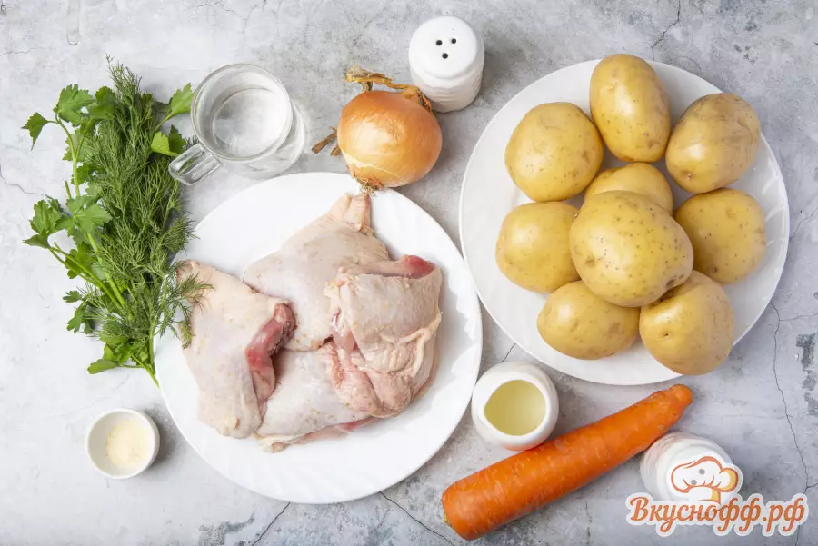 Тушёная картошка с курицей - Ингредиенты и состав рецепта