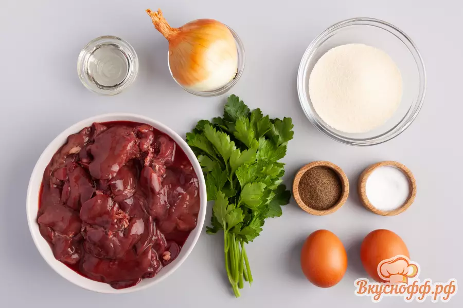Печёночные оладьи из куриной печени - Ингредиенты и состав рецепта
