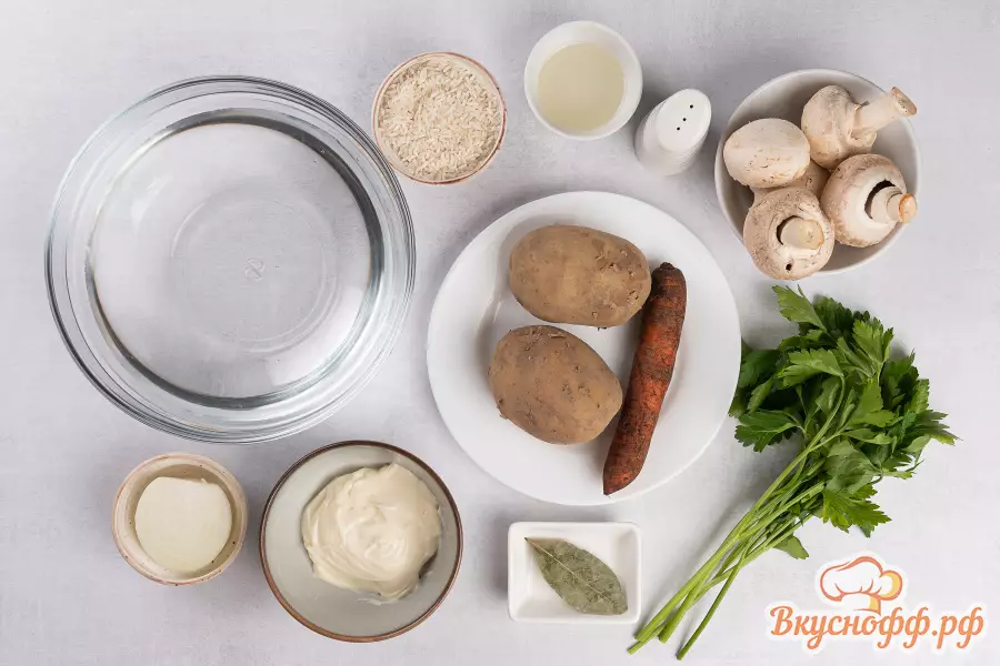Сырный суп с грибами - Ингредиенты и состав рецепта