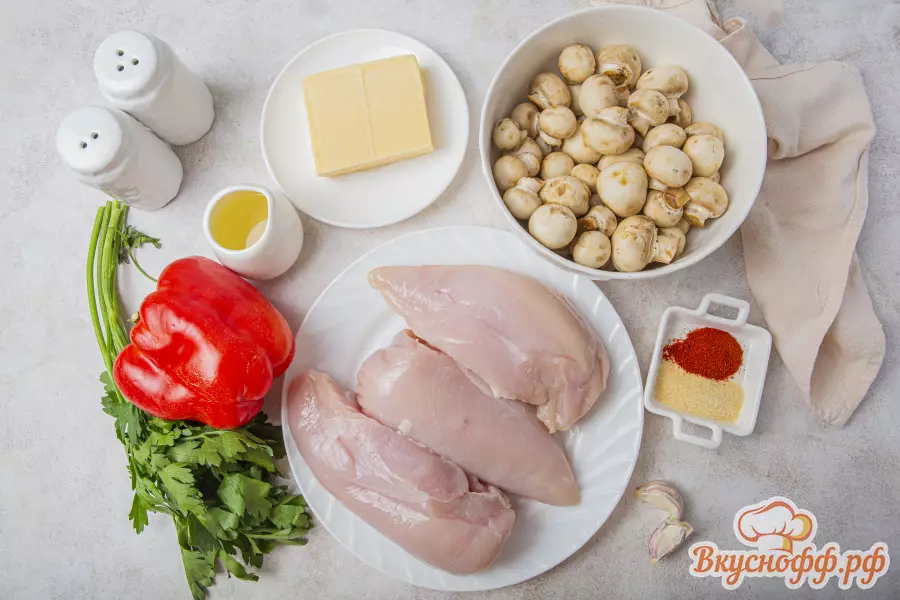 Куриные рулетики с грибами - Ингредиенты и состав рецепта