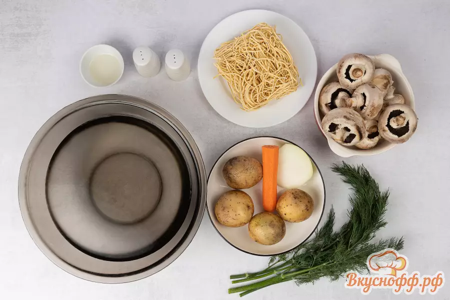 Суп-лапша с грибами - Ингредиенты и состав рецепта