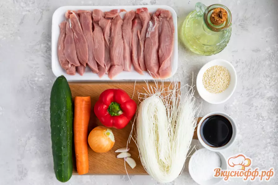Фунчоза с мясом и овощами - Ингредиенты и состав рецепта