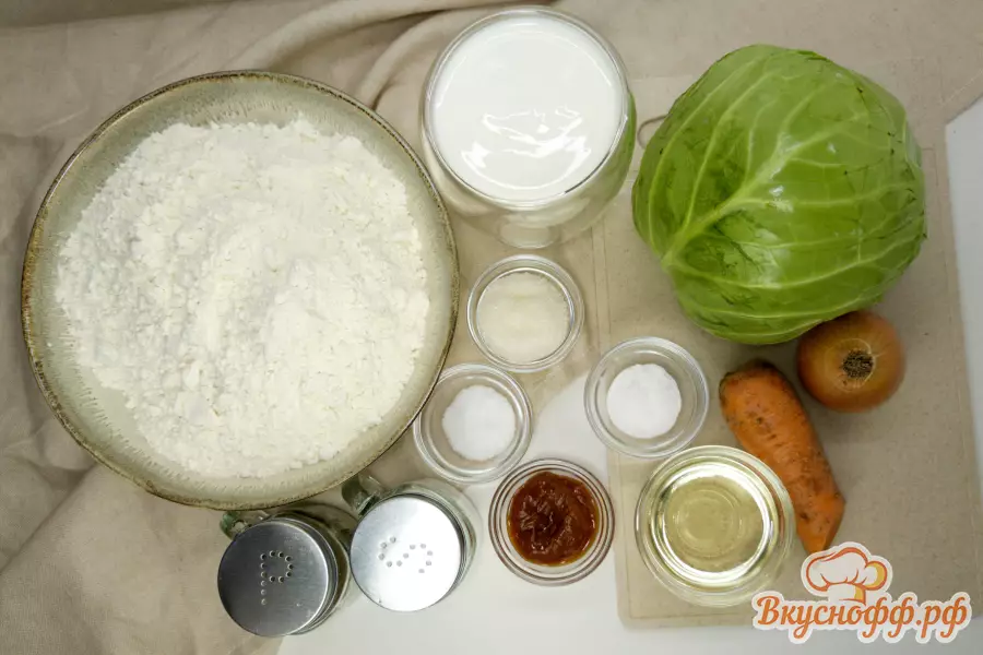Жареные пирожки с капустой - Ингредиенты и состав рецепта