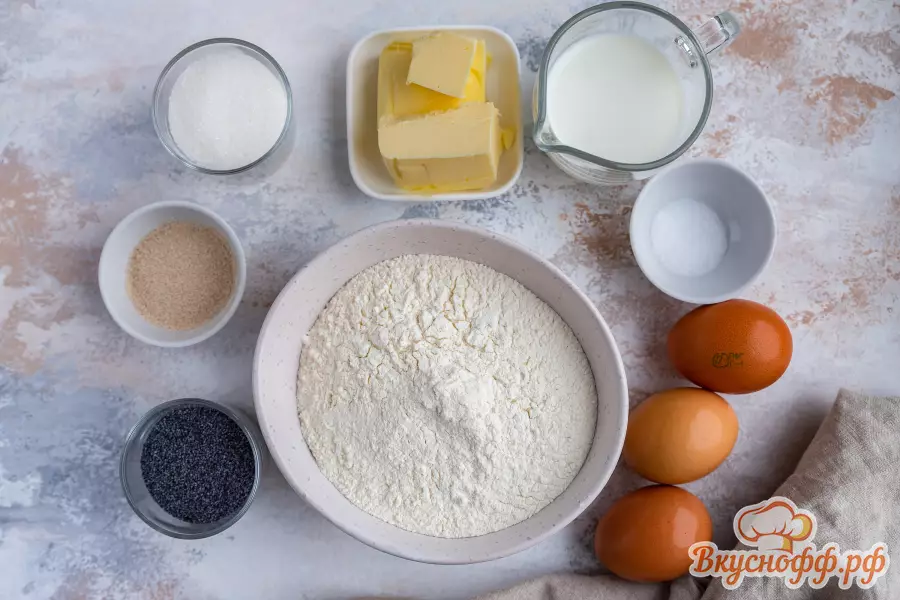 Дрожжевое тесто с маком - Ингредиенты и состав рецепта