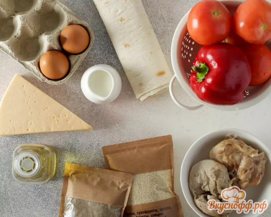 Конвертики из лаваша с мясом и сыром - Ингредиенты и состав рецепта