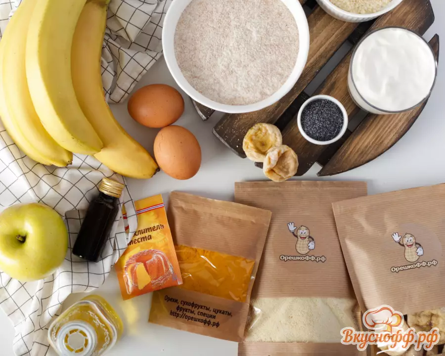 Банановый хлеб с инжиром - Ингредиенты и состав рецепта