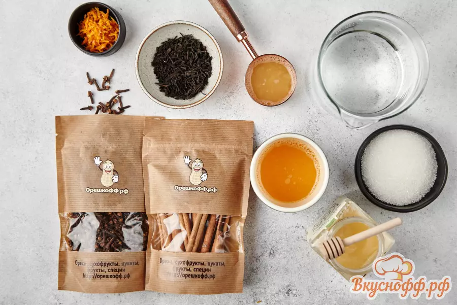 Апельсиновый чай с гвоздикой и корицей - Ингредиенты и состав рецепта